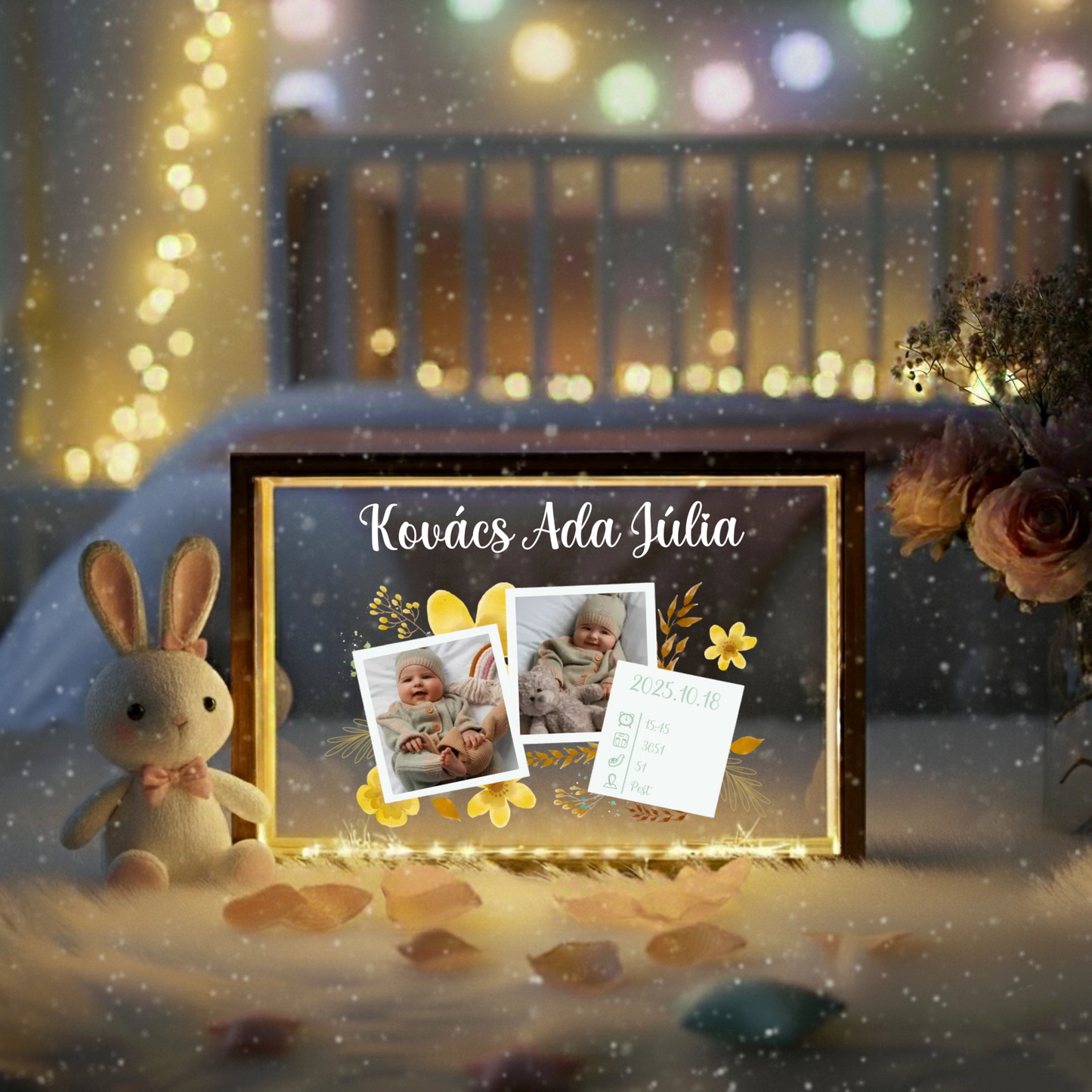 Egyedi Emléklámpa - Virágos Baba