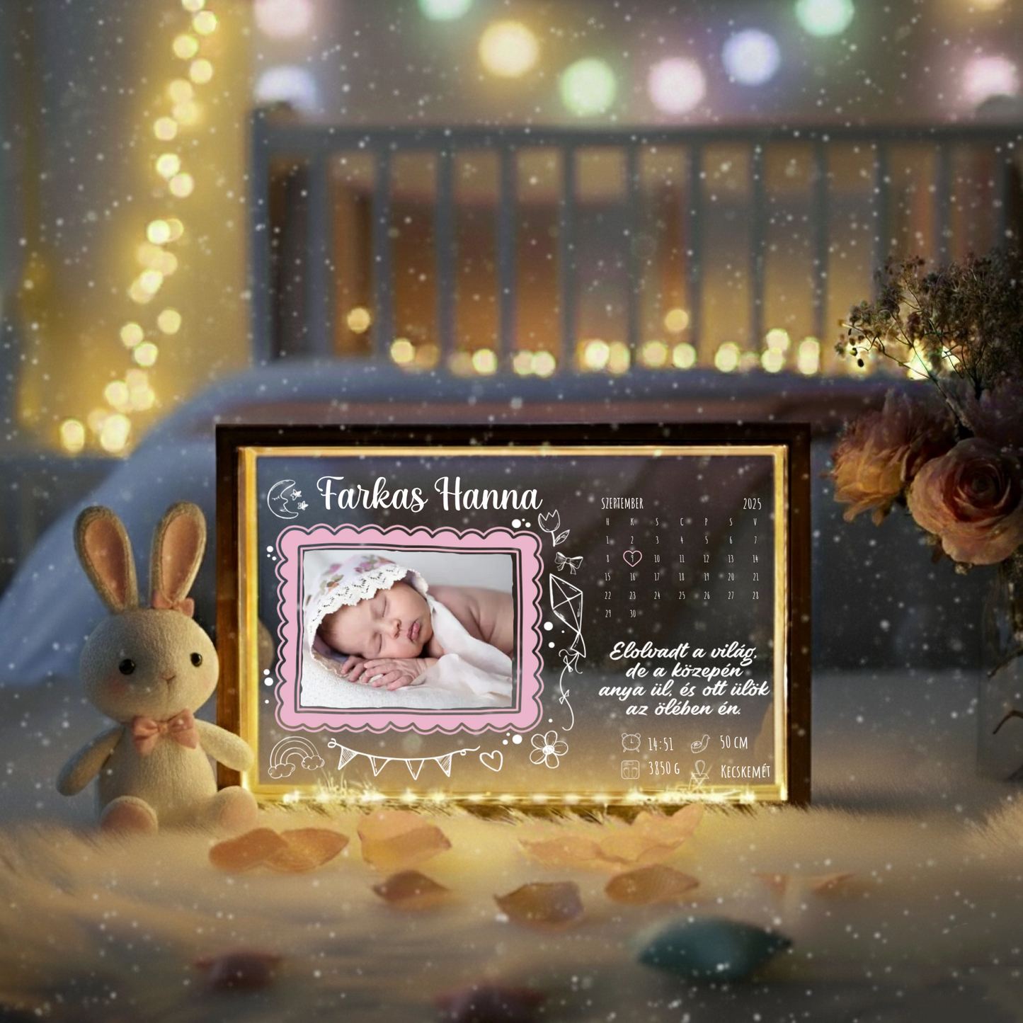 Egyedi Emléklámpa - Baba Köszöntő