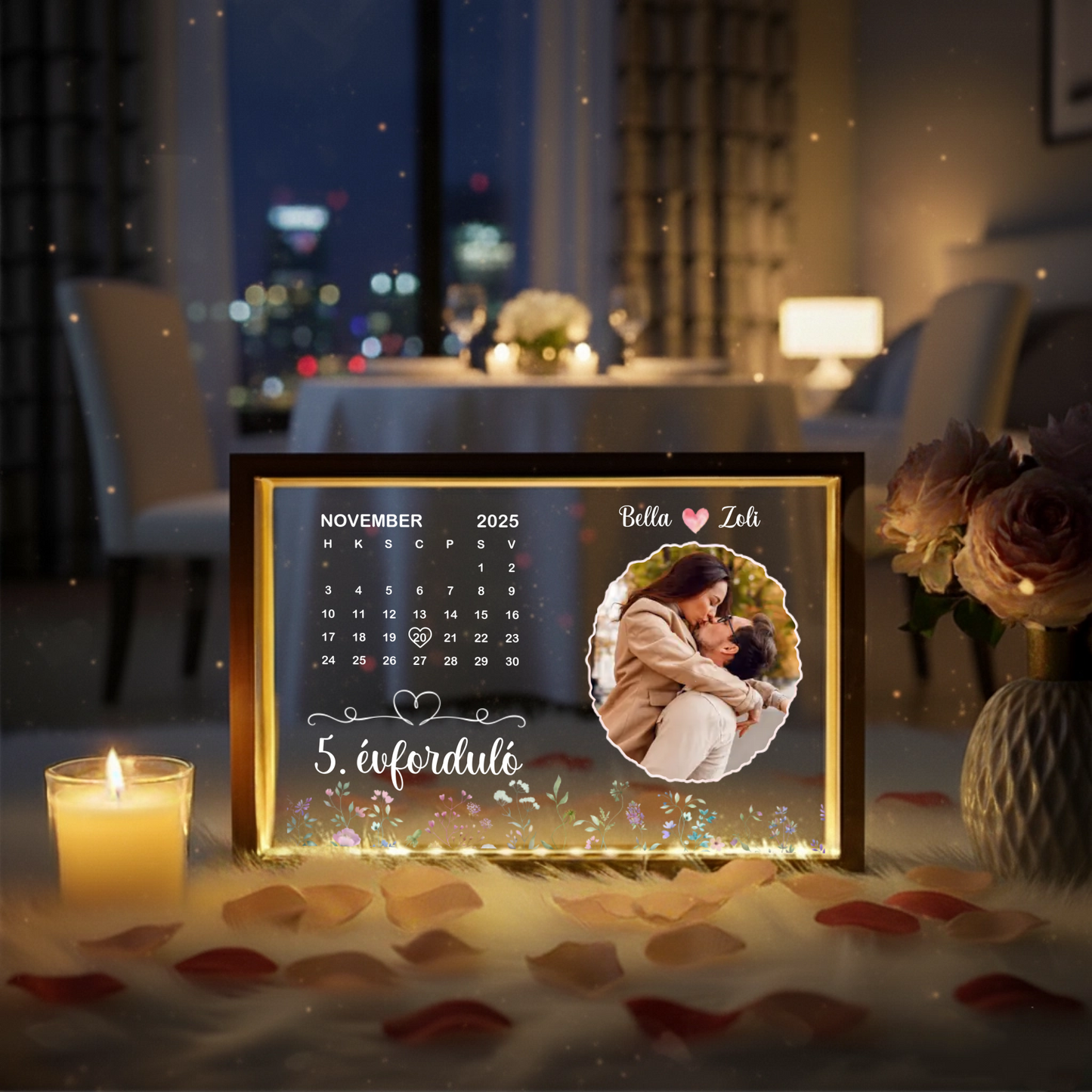 Egyedi Emléklámpa - Évforduló Watercolor