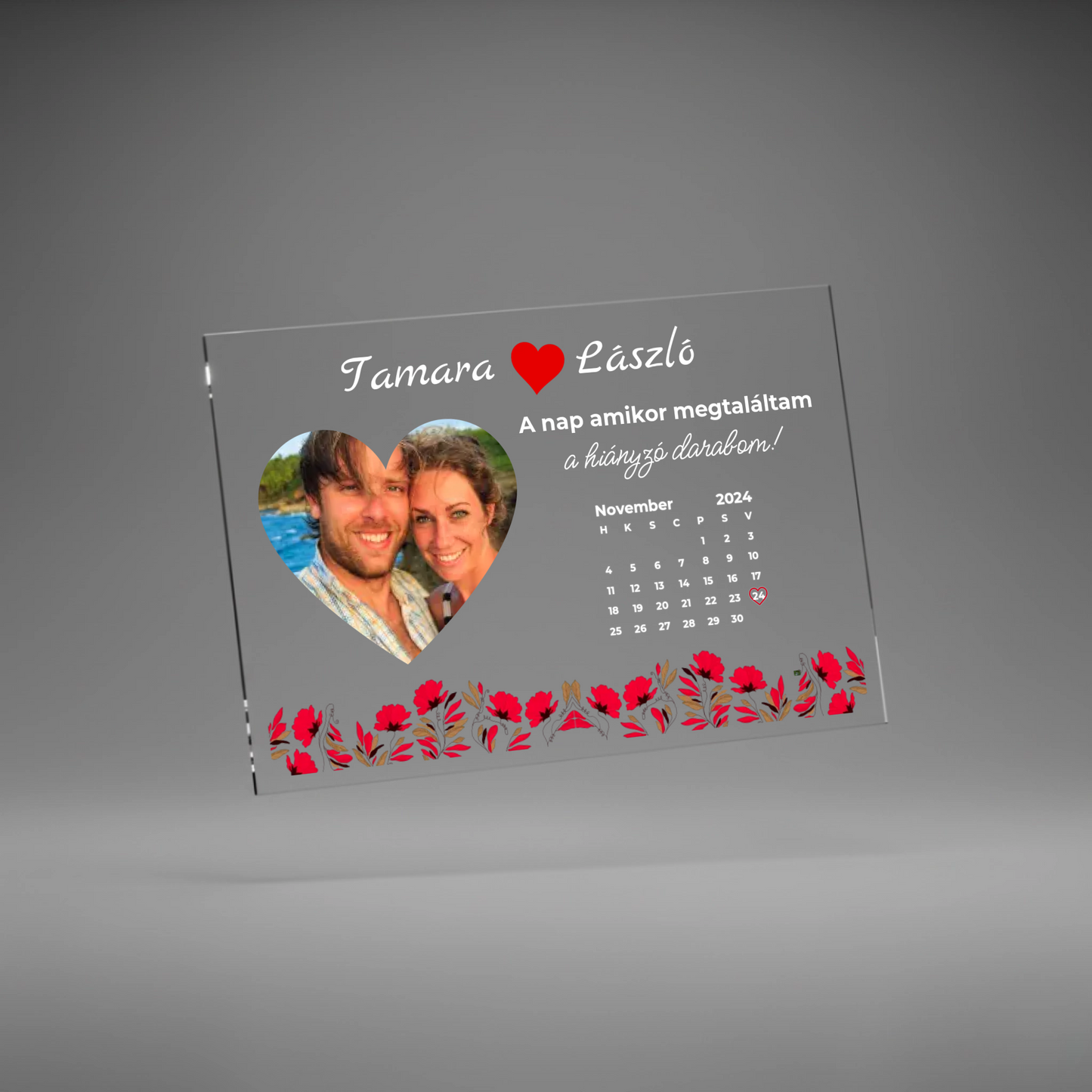 AJÁNDÉK PLEXI - szív alakú fotóval
