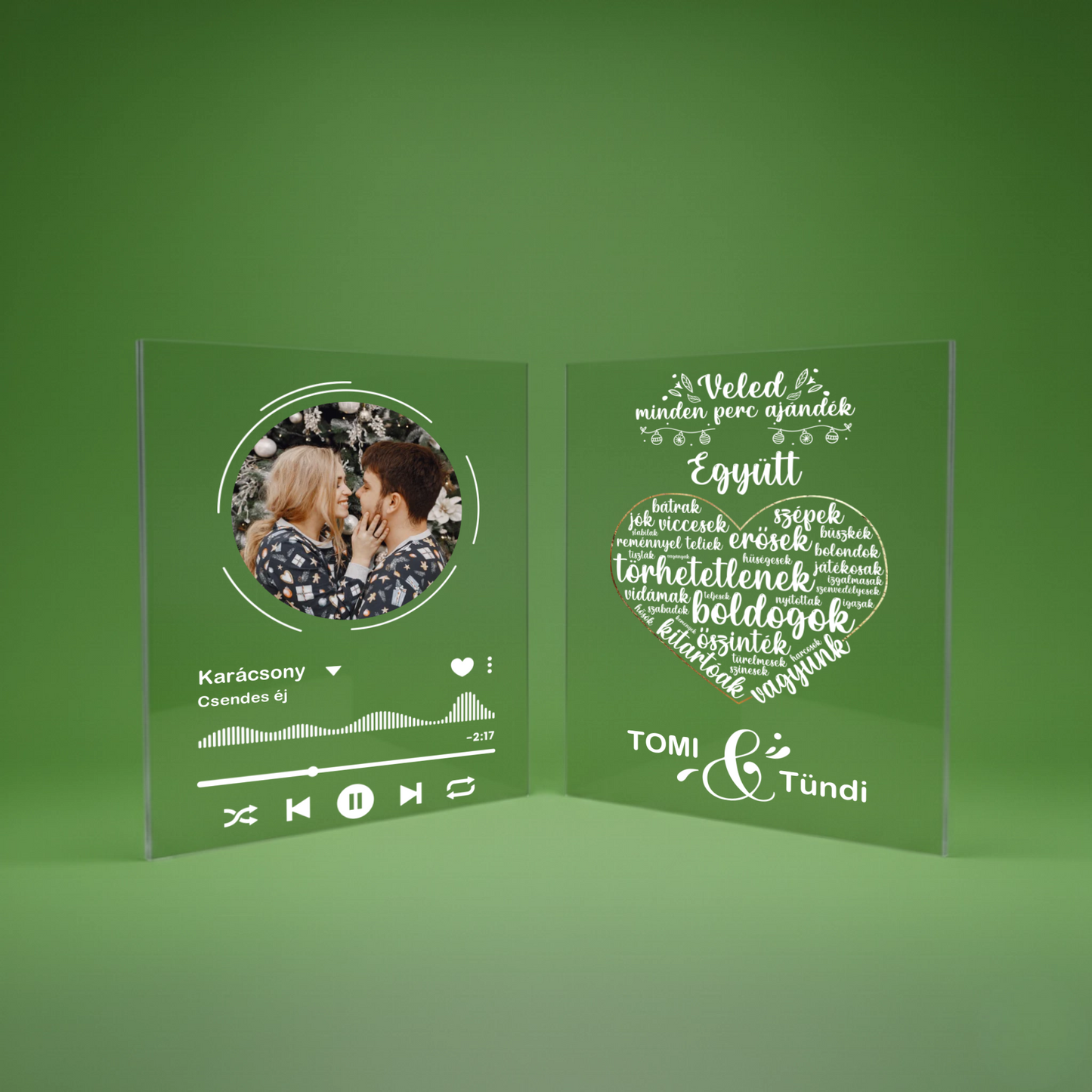 AJÁNDÉK EMLÉKDOBOZ DUPLA PLEXI - karácsonyi